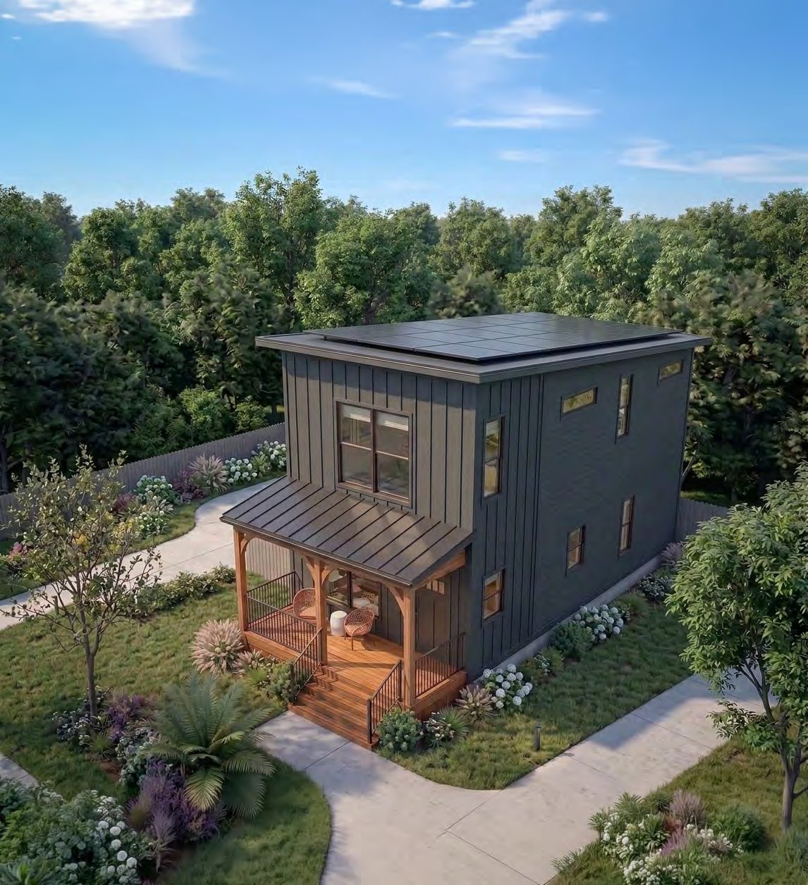 Rendering of a Keylight home with rooftop solar
